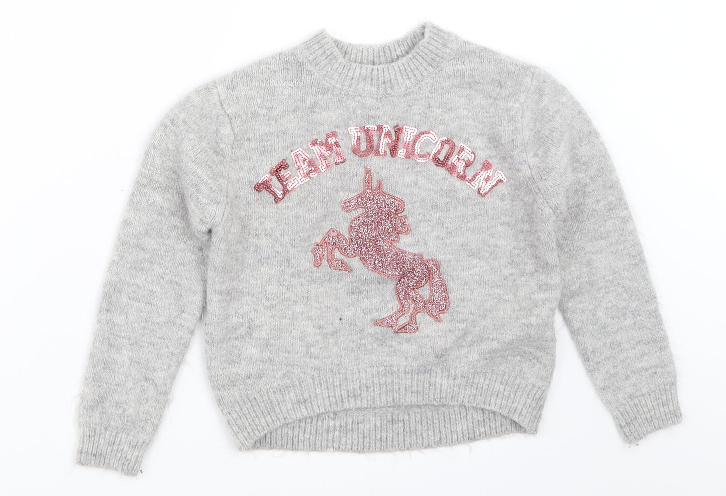 Primark Girls Grey   Pullover Jumper Size 7-8 Years