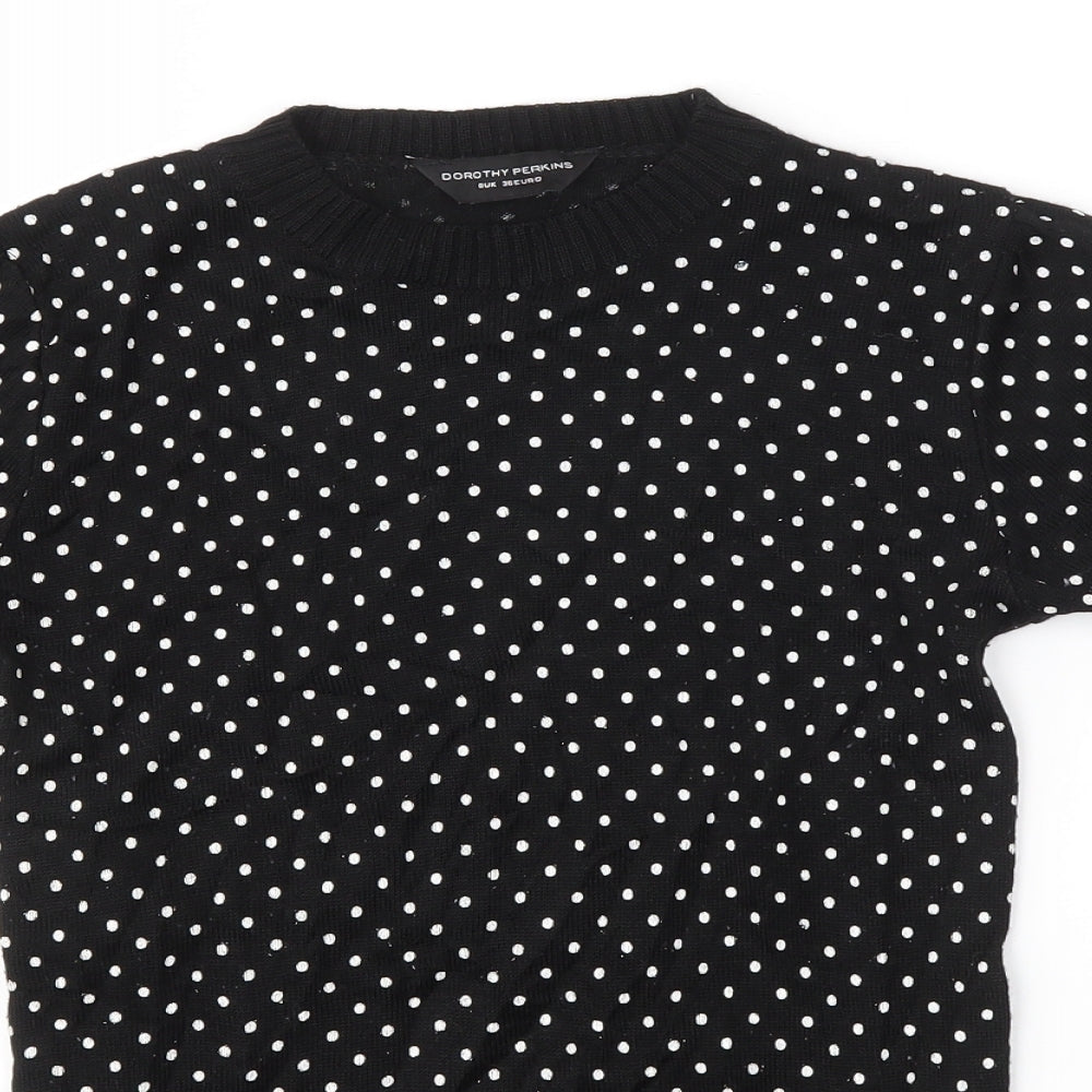 Dorothy Perkins Womens Black Polka Dot  Basic Blouse Size 8