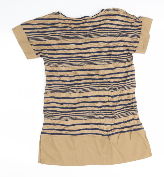 NEXT Womens Brown Striped  Basic Blouse Size 10