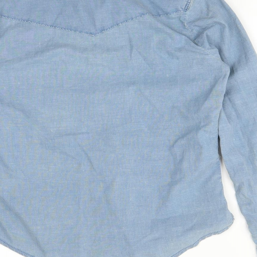 Topshop Womens Blue Floral  Basic Button-Up Size 6