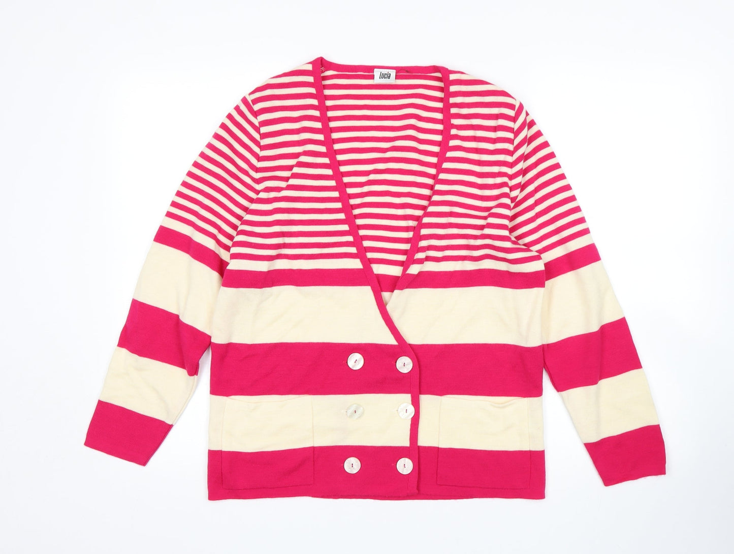 LUCIA Womens Multicoloured Striped  Cardigan Jumper Size 12