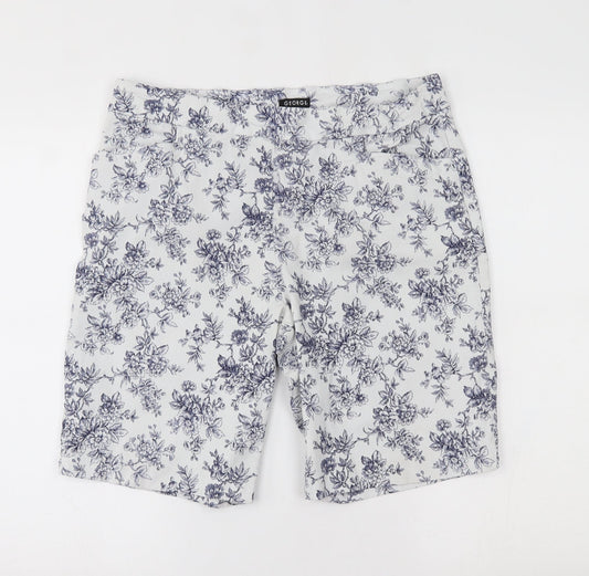 George Womens White Floral  Bermuda Shorts Size XL -