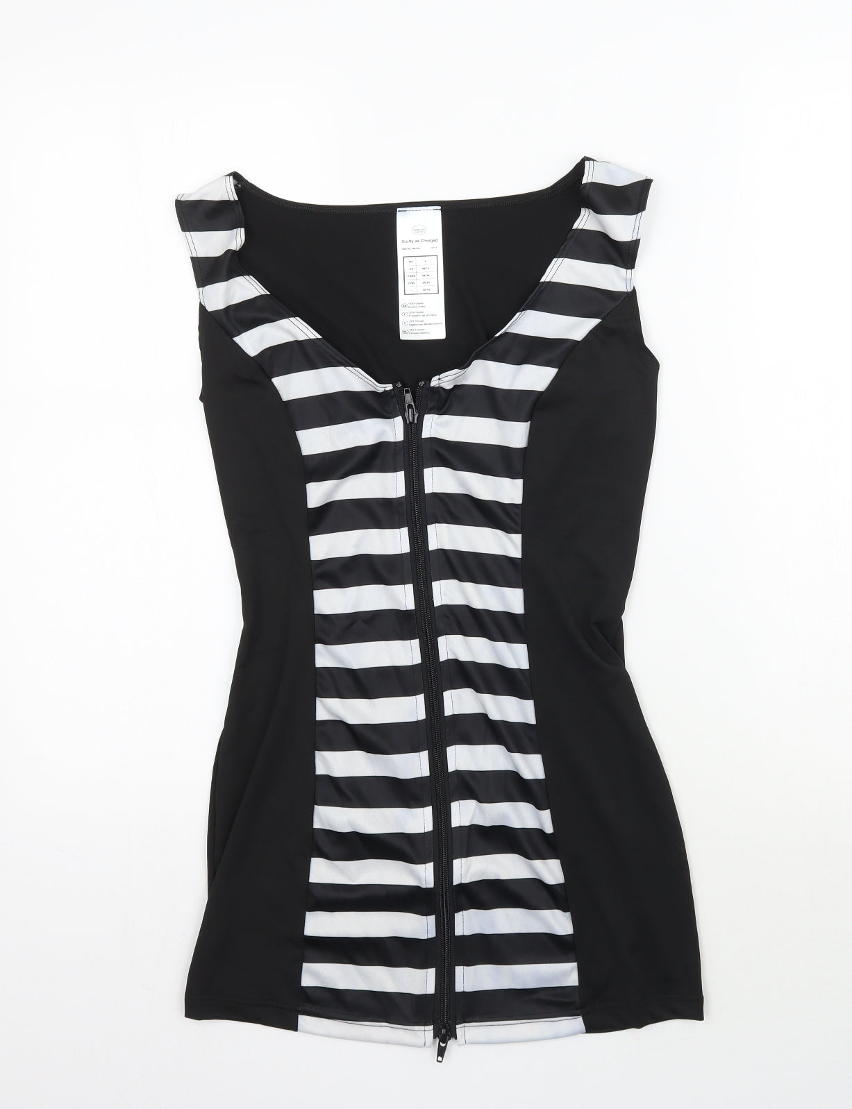 Christy's Dress Up Womens Black Striped  Basic Tank Size S  - Guilty as charged costume