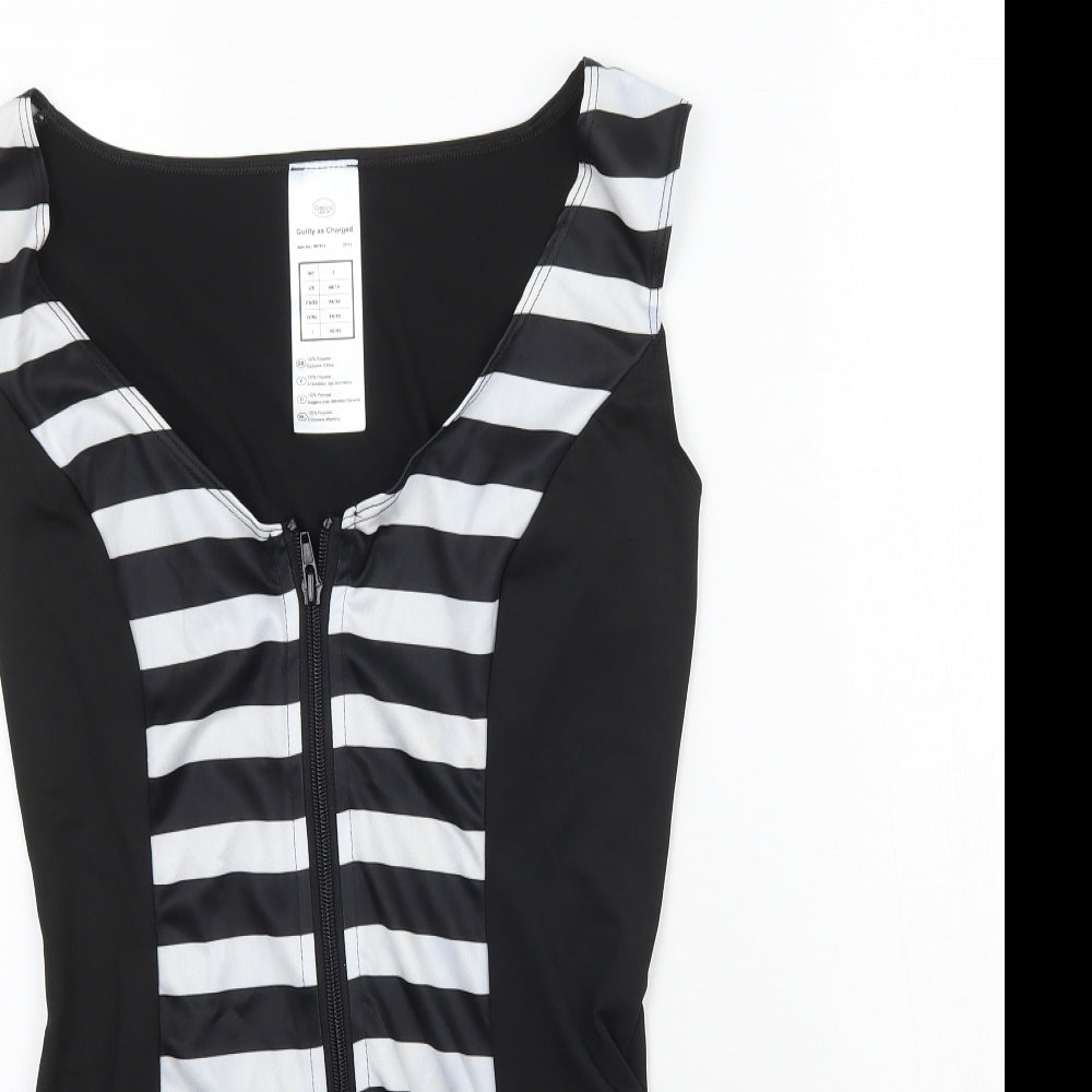 Christy's Dress Up Womens Black Striped  Basic Tank Size S  - Guilty as charged costume