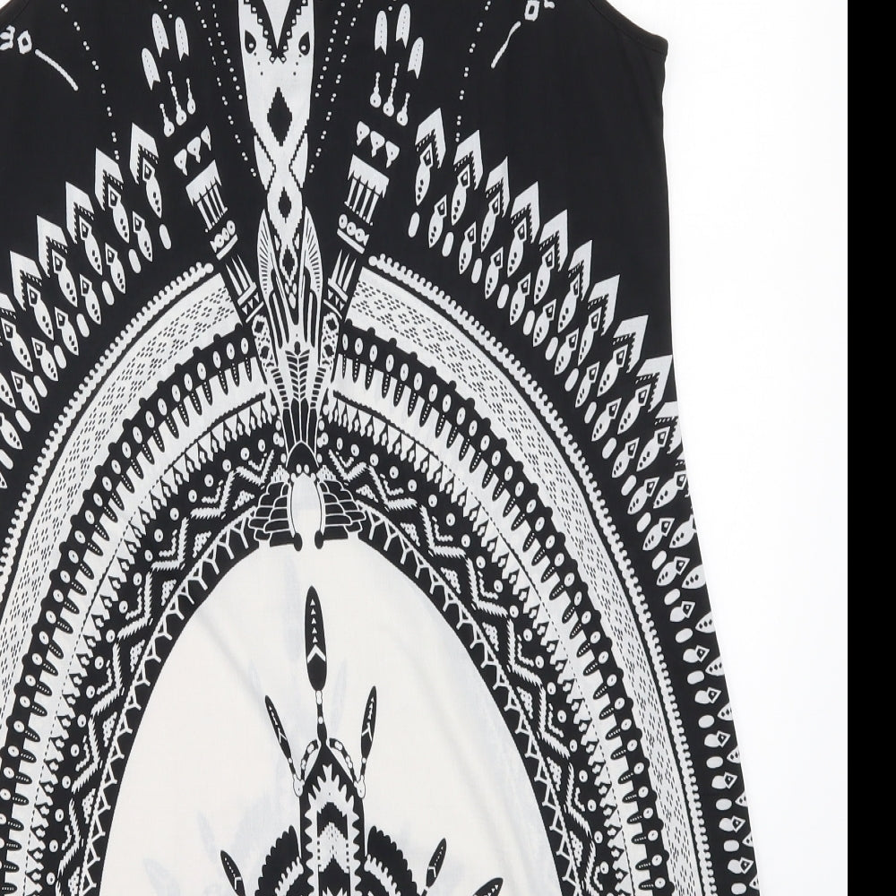 Pussycat London Womens Black Geometric  Basic Tank Size L