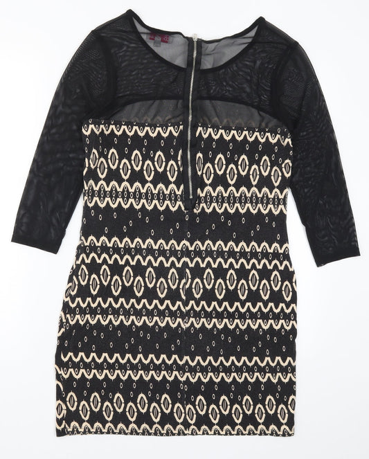 Be Beau Womens Black Geometric  Mini  Size 16