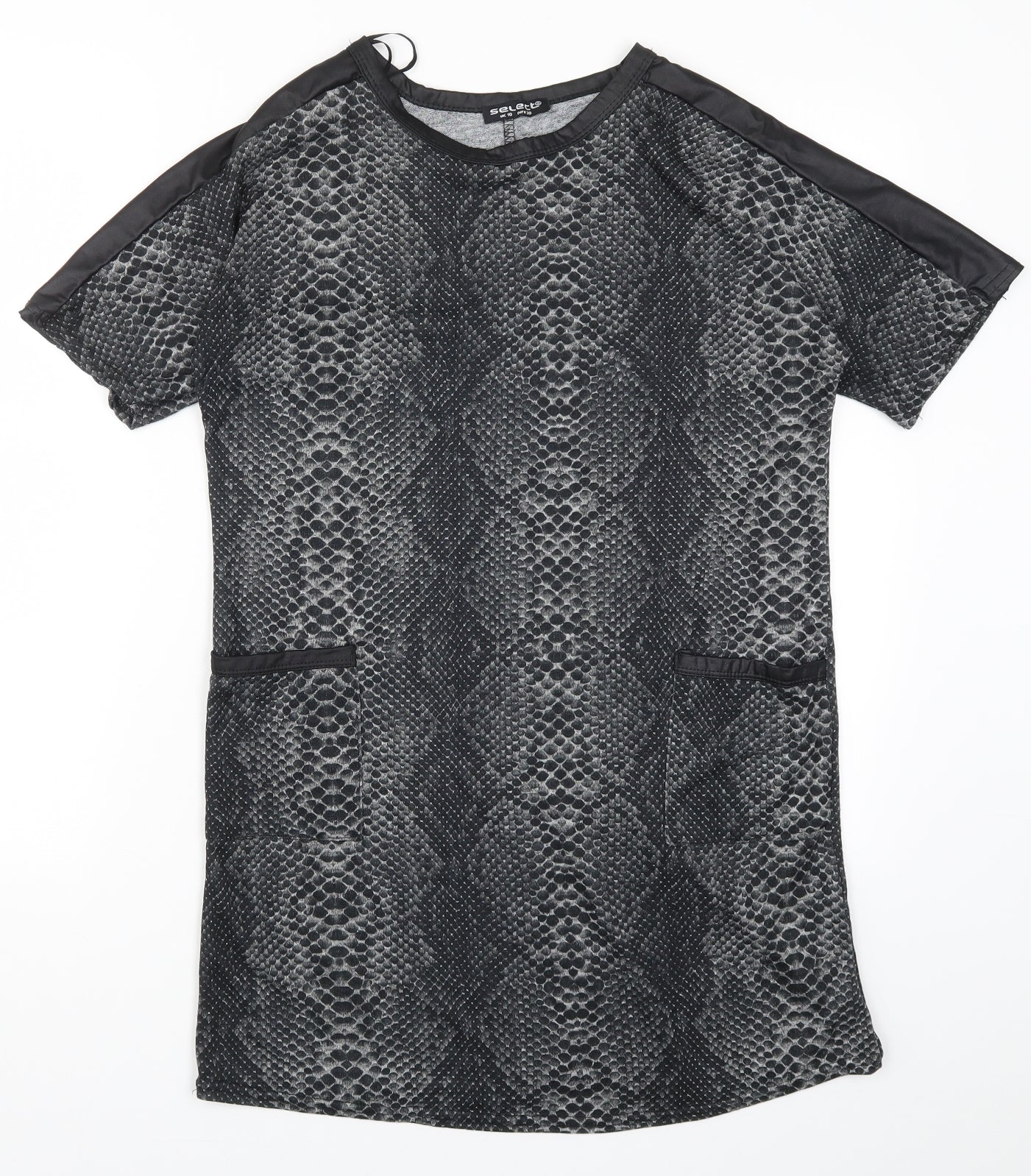 Select Womens Grey Animal Print  T-Shirt Dress  Size 10