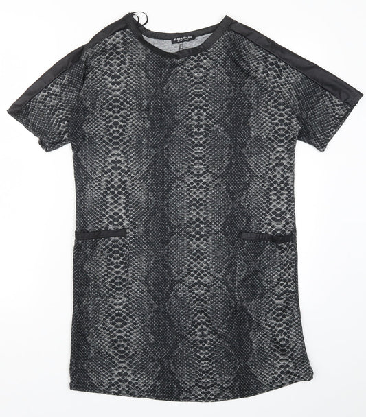 Select Womens Grey Animal Print  T-Shirt Dress  Size 10