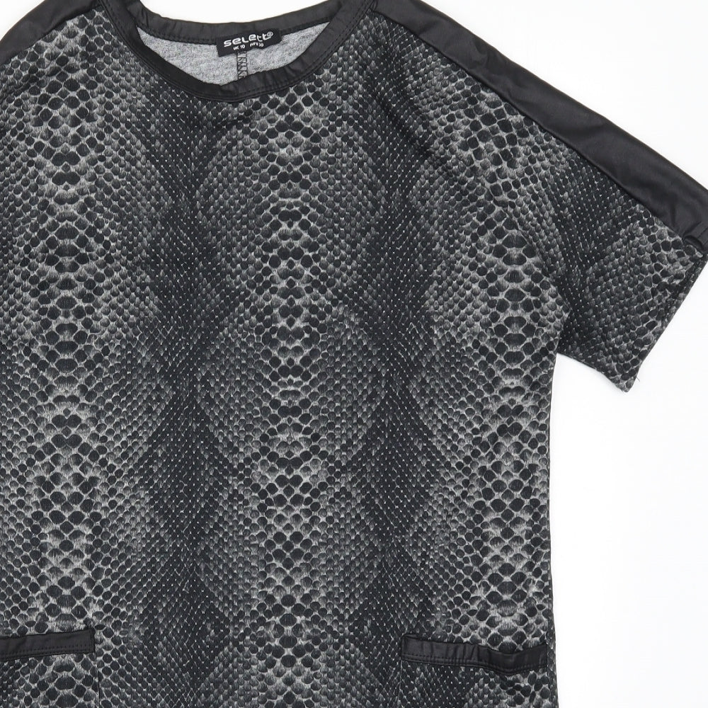 Select Womens Grey Animal Print  T-Shirt Dress  Size 10