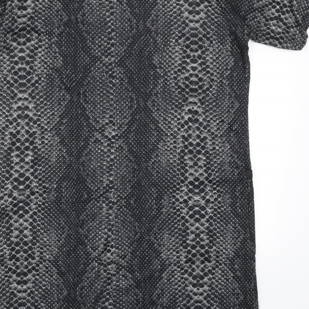Select Womens Grey Animal Print  T-Shirt Dress  Size 10