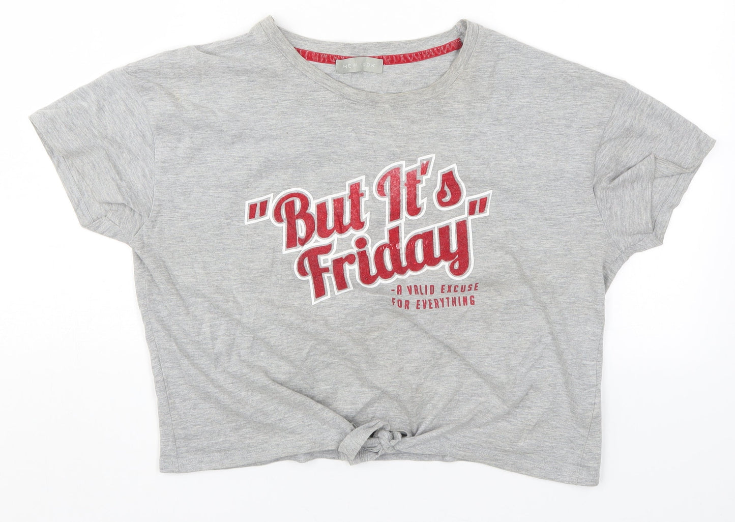 New Look Womens Grey   Basic T-Shirt Size S  - But It's Friday