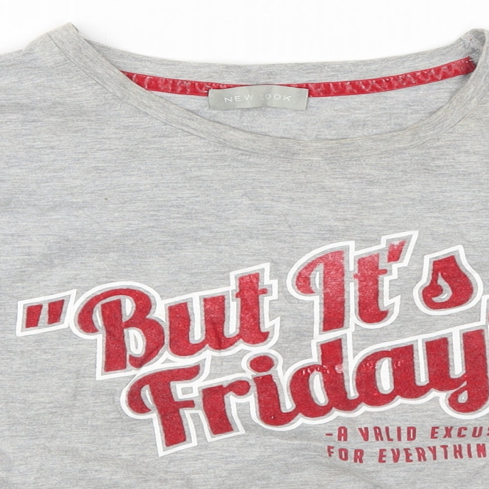 New Look Womens Grey   Basic T-Shirt Size S  - But It's Friday