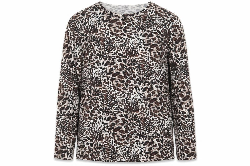 Kin Da Womens Brown Animal Print  Basic T-Shirt Size L