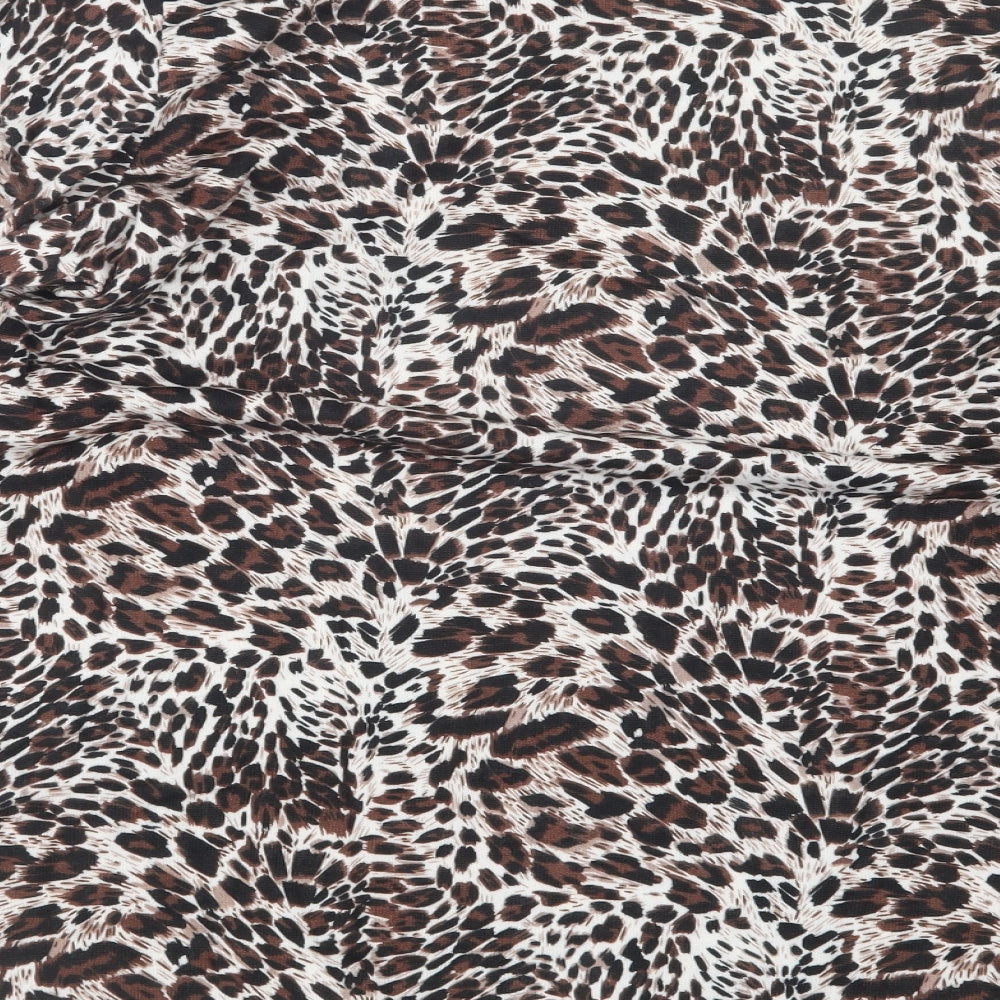 Kin Da Womens Brown Animal Print  Basic T-Shirt Size L