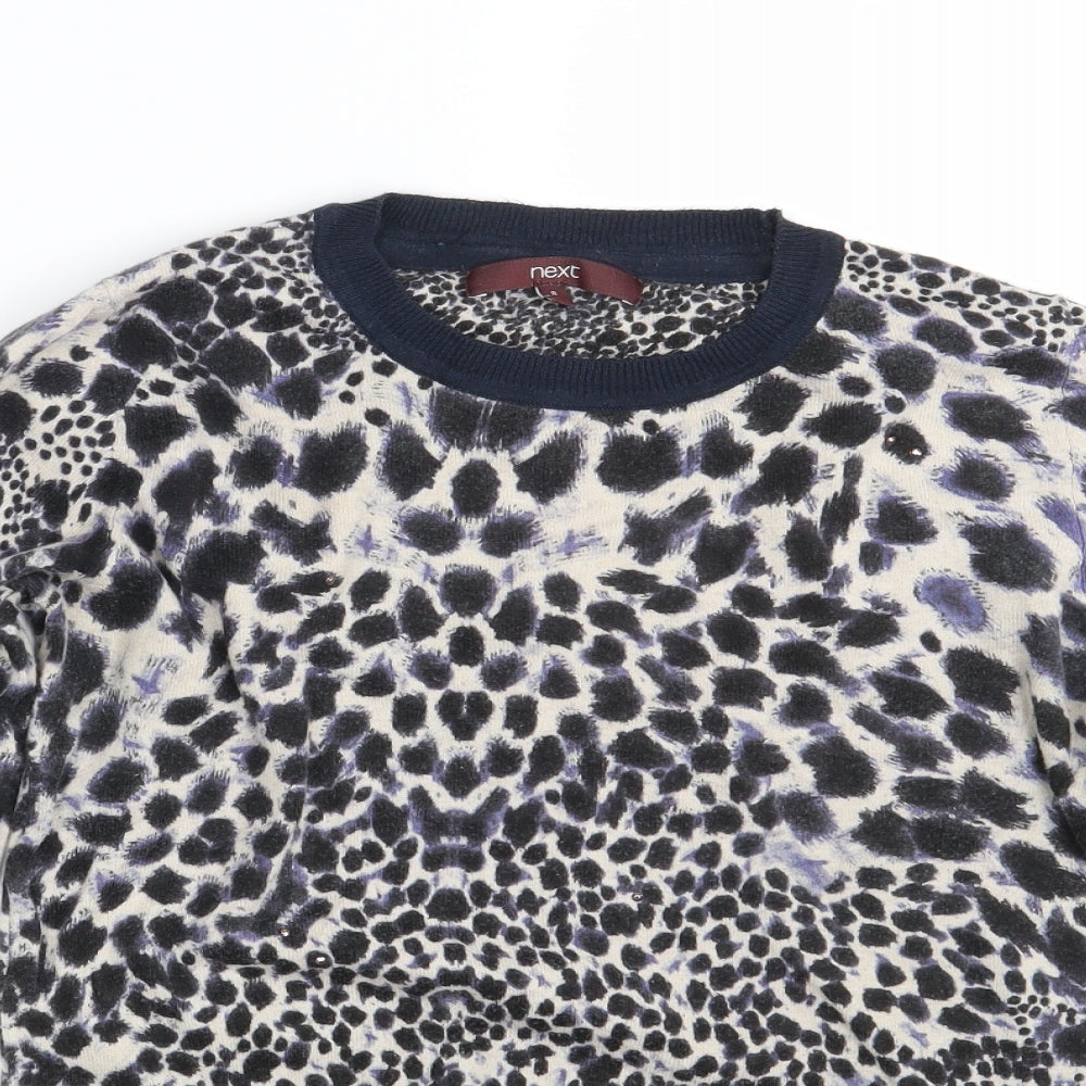 NEXT Womens Blue Animal Print  Pullover Jumper Size 8