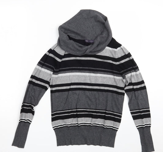M&S Womens Grey Striped  Pullover Jumper Size 12