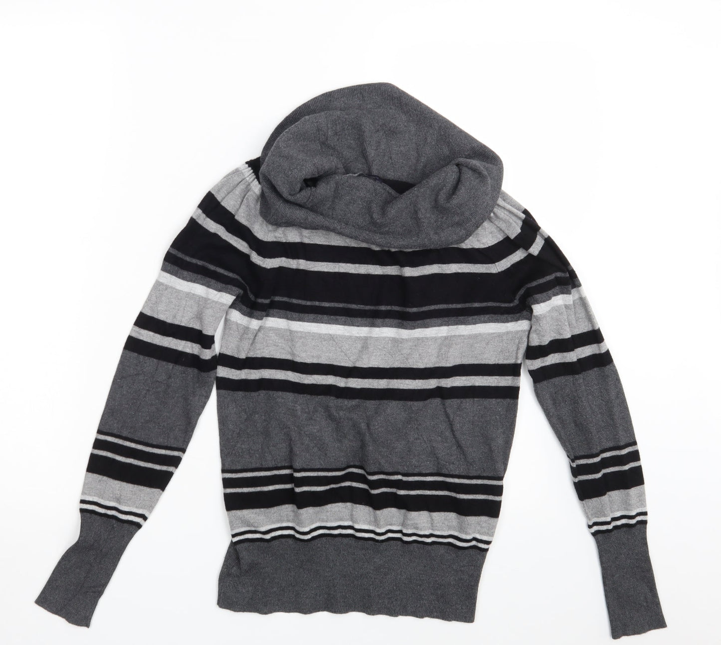M&S Womens Grey Striped  Pullover Jumper Size 12