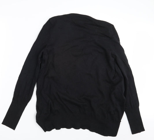 NEXT Womens Black Striped  Wrap Jumper Size 12