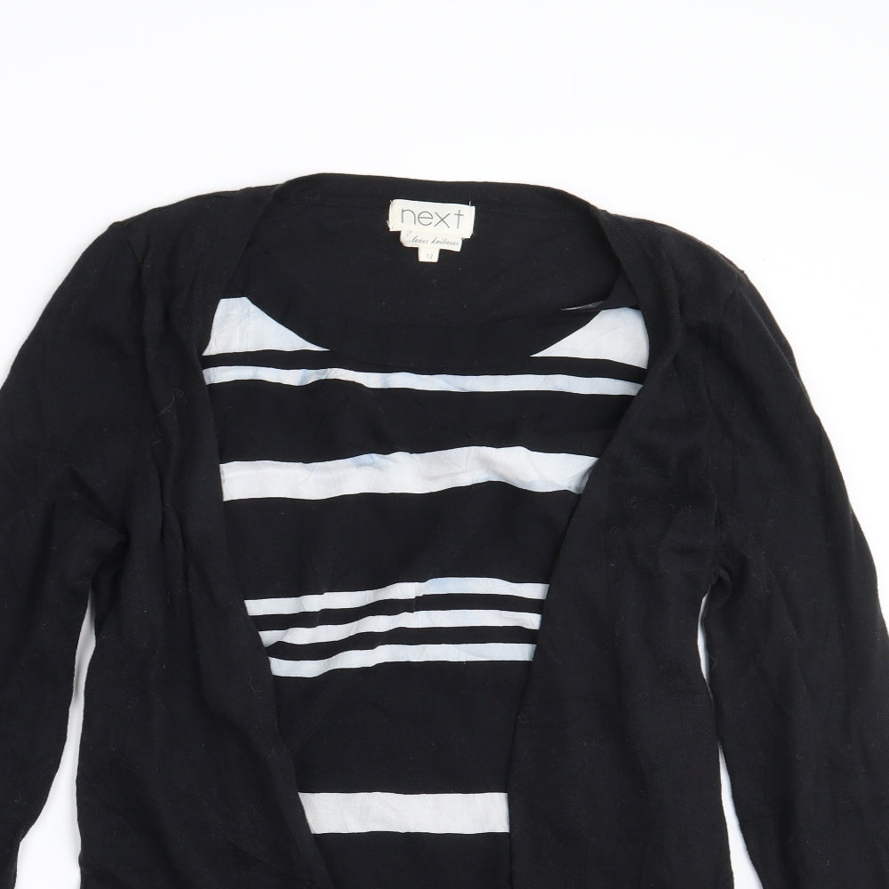 NEXT Womens Black Striped  Wrap Jumper Size 12