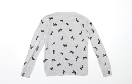 Marks and Spencer Womens Grey Animal Print Knit Pullover Jumper Size 6