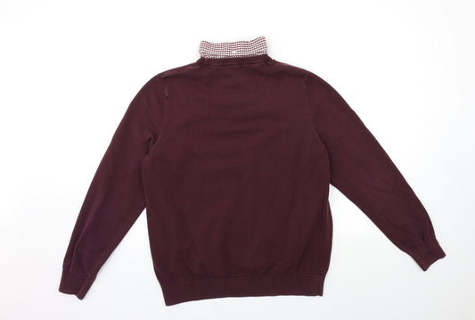 F&F Mens Red  Knit Pullover Jumper Size L