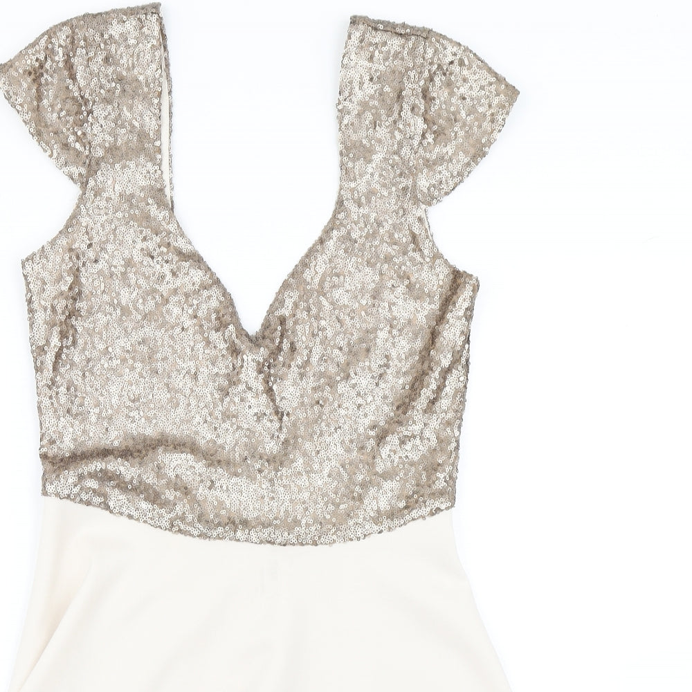 ASOS Womens Beige   Skater Dress  Size 10