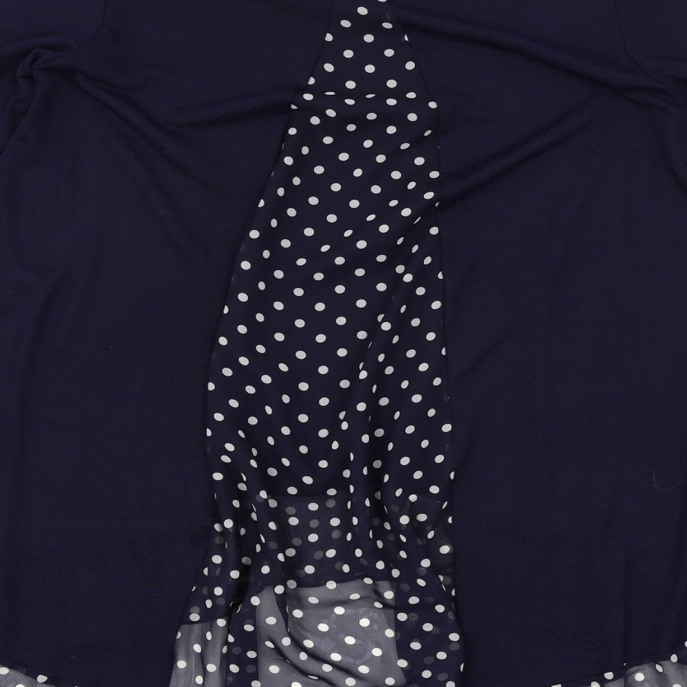 Mitsy Womens Blue Polka Dot Knit Pullover Jumper Size S