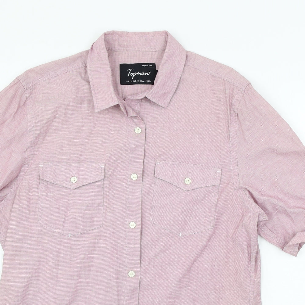 Topman Mens Pink    Button-Up Size L