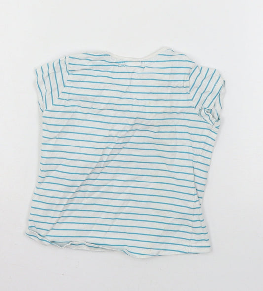 Mini Club Girls White Striped Jersey Basic T-Shirt Size 3-4 Years