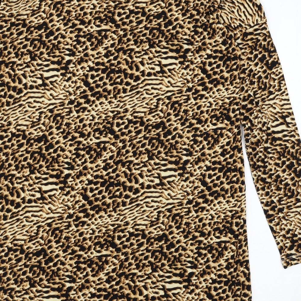 Papaya Womens Brown Animal Print Jersey T-Shirt Dress  Size 10