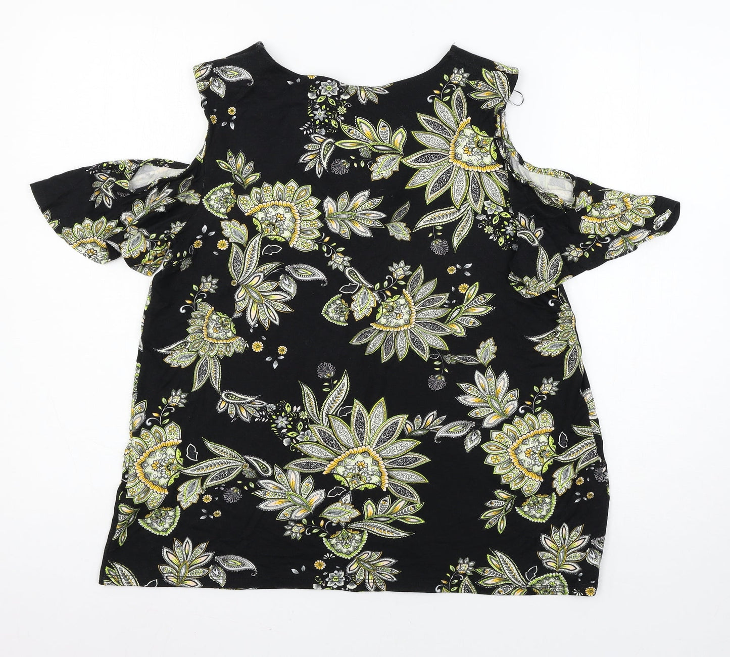 Preworn Womens Black Geometric Jersey Basic Blouse Size 12