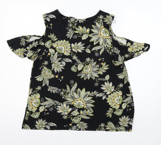 Preworn Womens Black Geometric Jersey Basic Blouse Size 12