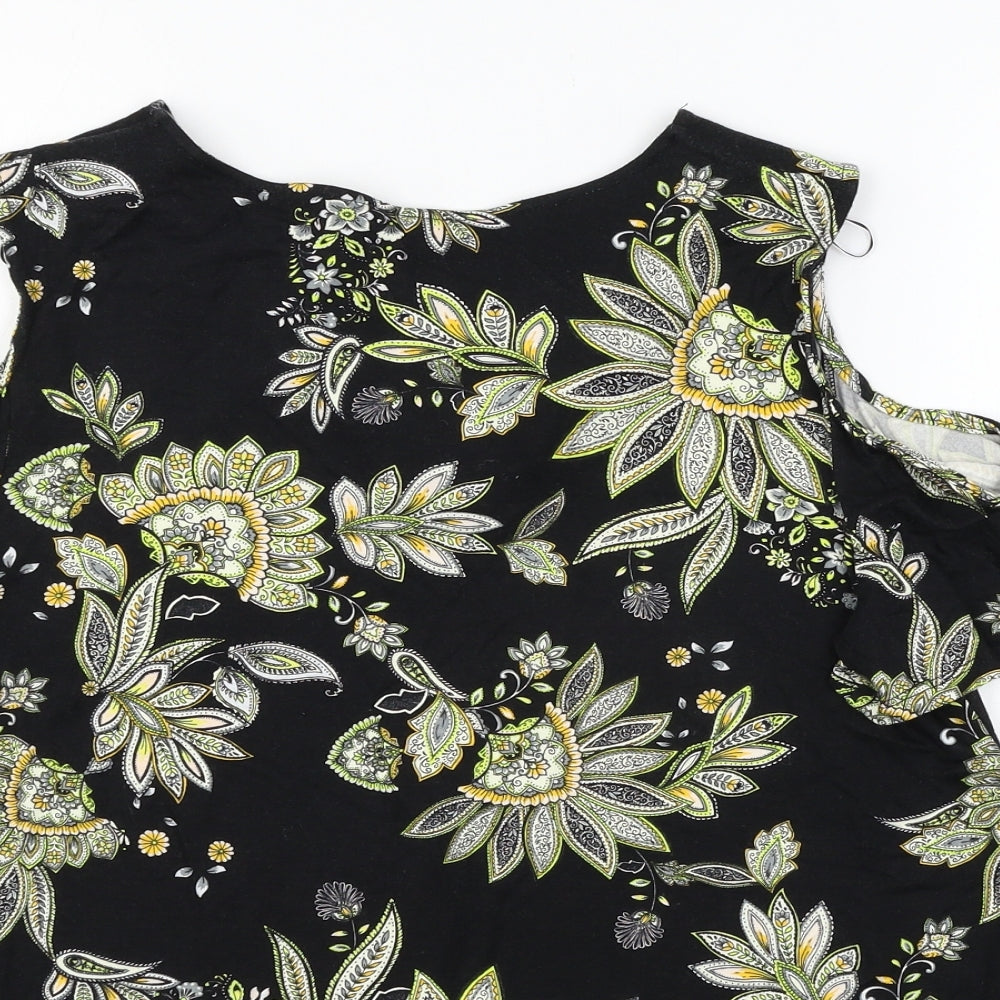 Preworn Womens Black Geometric Jersey Basic Blouse Size 12