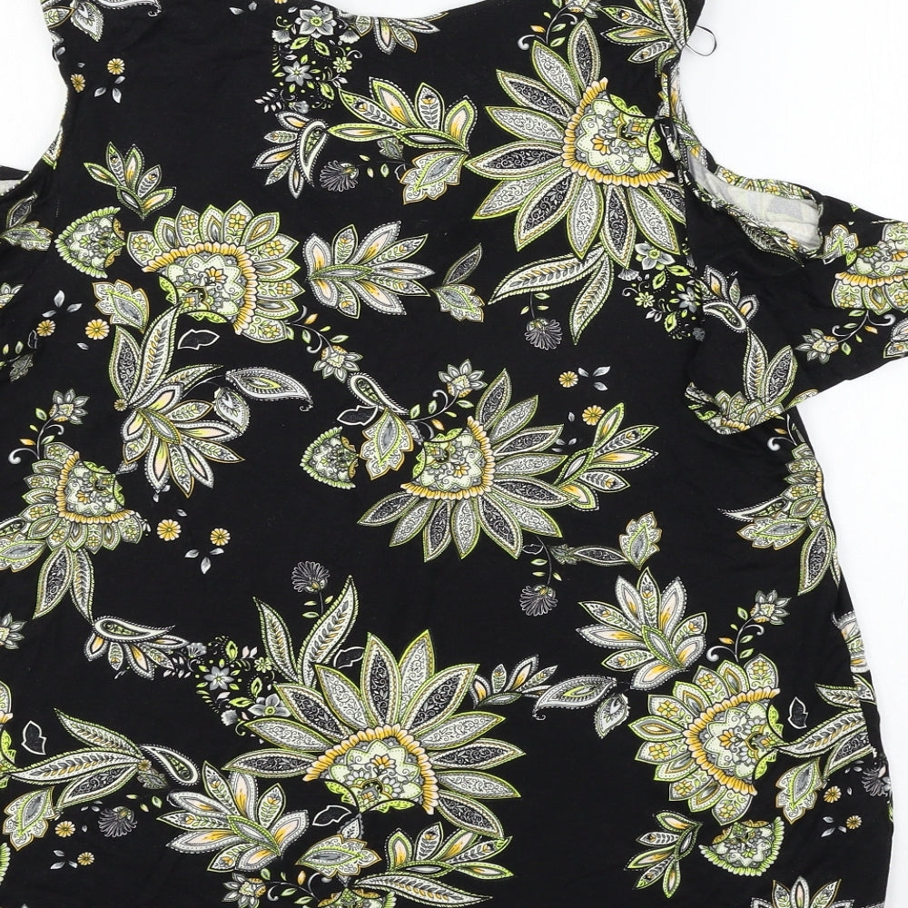 Preworn Womens Black Geometric Jersey Basic Blouse Size 12