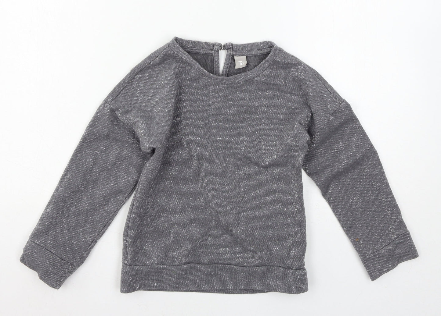 TU Girls Grey  Jersey Pullover Sweatshirt Size 7 Years