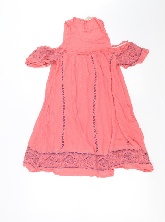 Beautiful Womens Pink Geometric  Basic Blouse Size S  - cold Shoulder