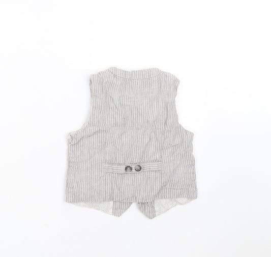 Monsoon Boys Grey Striped  Gilet Waistcoat Size 5 Years