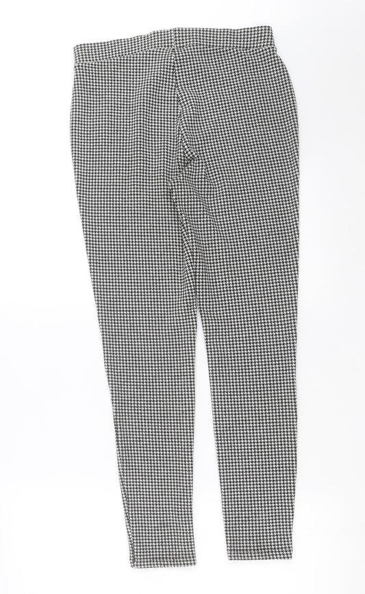 Marks and Spencer Womens Black Geometric  Carrot Trousers Size 10 L28 in