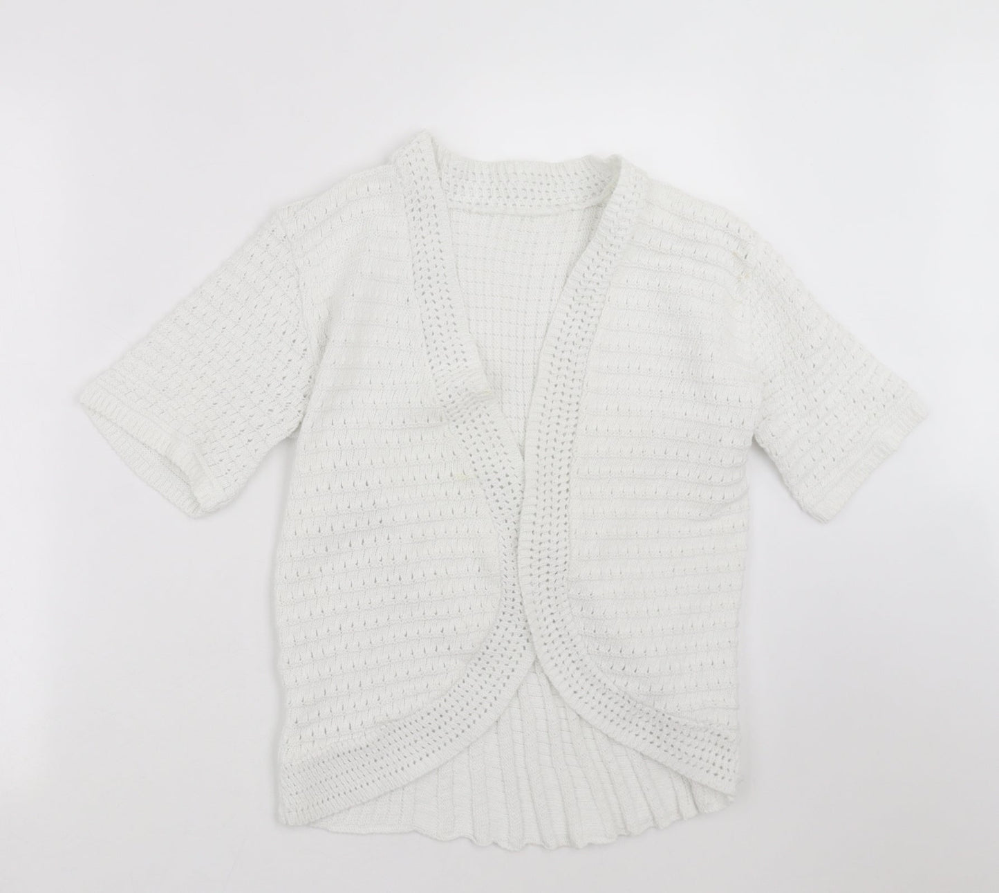 Preworn Womens White Striped Knit Cardigan Jumper Size S
