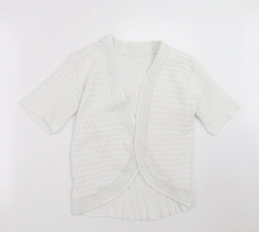Preworn Womens White Striped Knit Cardigan Jumper Size S
