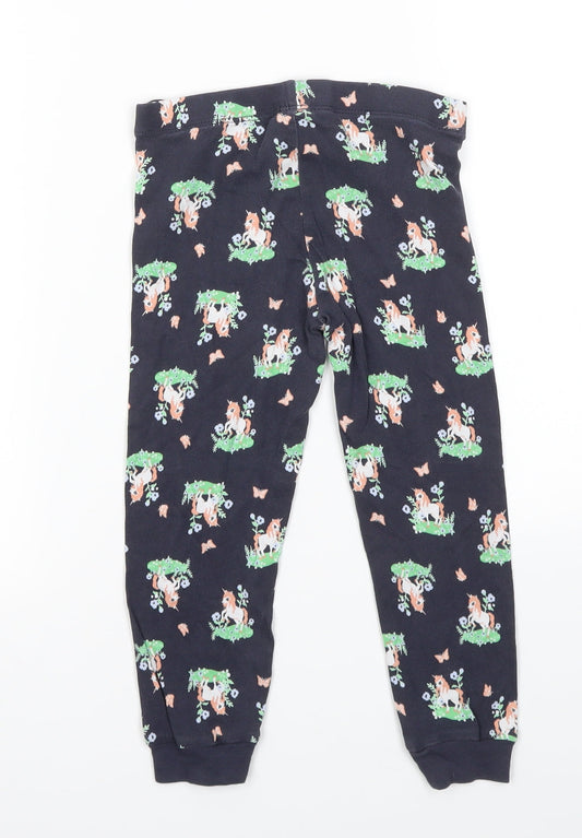 H&M Girls Blue Floral  Capri Pyjama Pants Size 3-4 Years