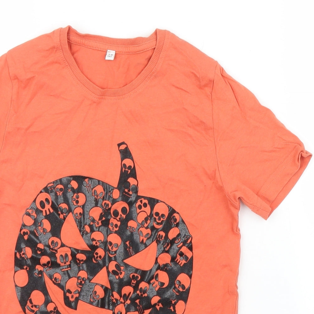 m&s Girls Orange   Basic T-Shirt Size 7 Years