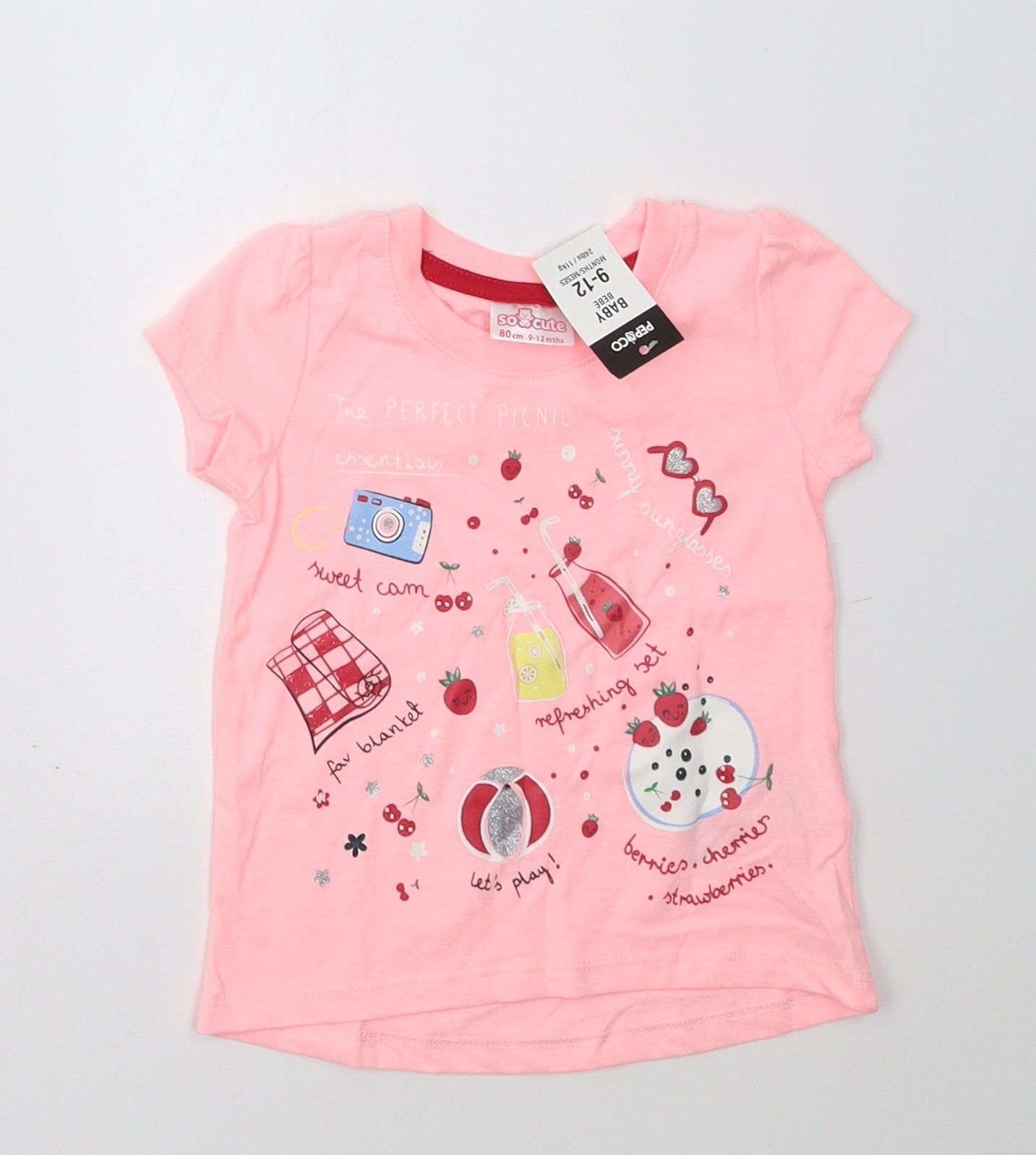 pep&co Girls Pink   Basic T-Shirt Size 9-12 Months