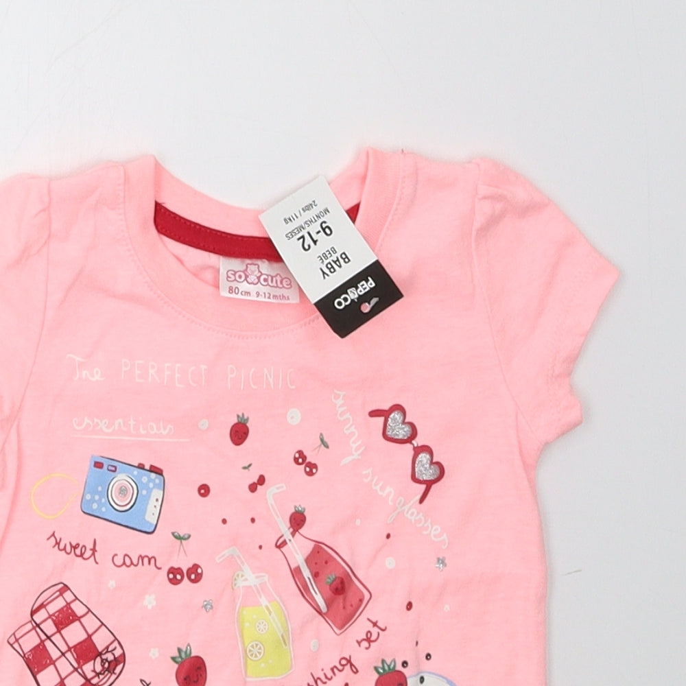 pep&co Girls Pink   Basic T-Shirt Size 9-12 Months