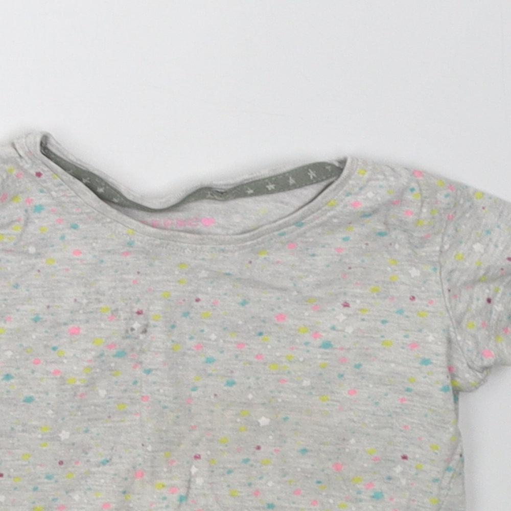 jeff & co Girls Grey Polka Dot  Basic T-Shirt Size 2-3 Years