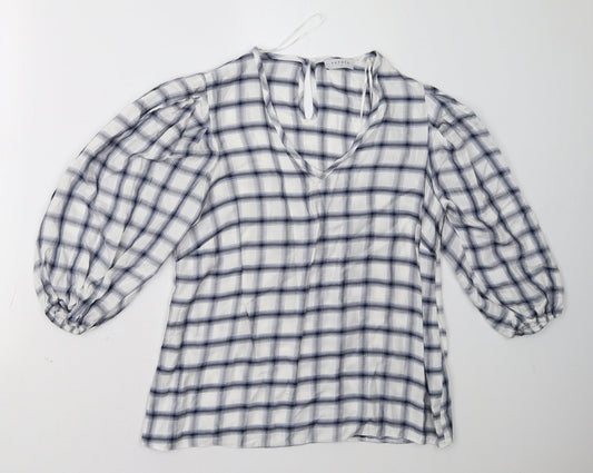 Matalan Womens Blue Check  Pullover Sweatshirt Size 12