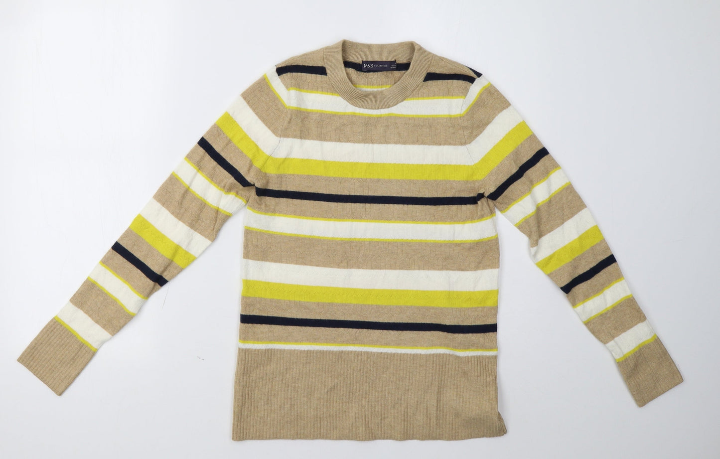 Marks and Spencer Womens Beige Striped  Pullover Sweatshirt Size 12