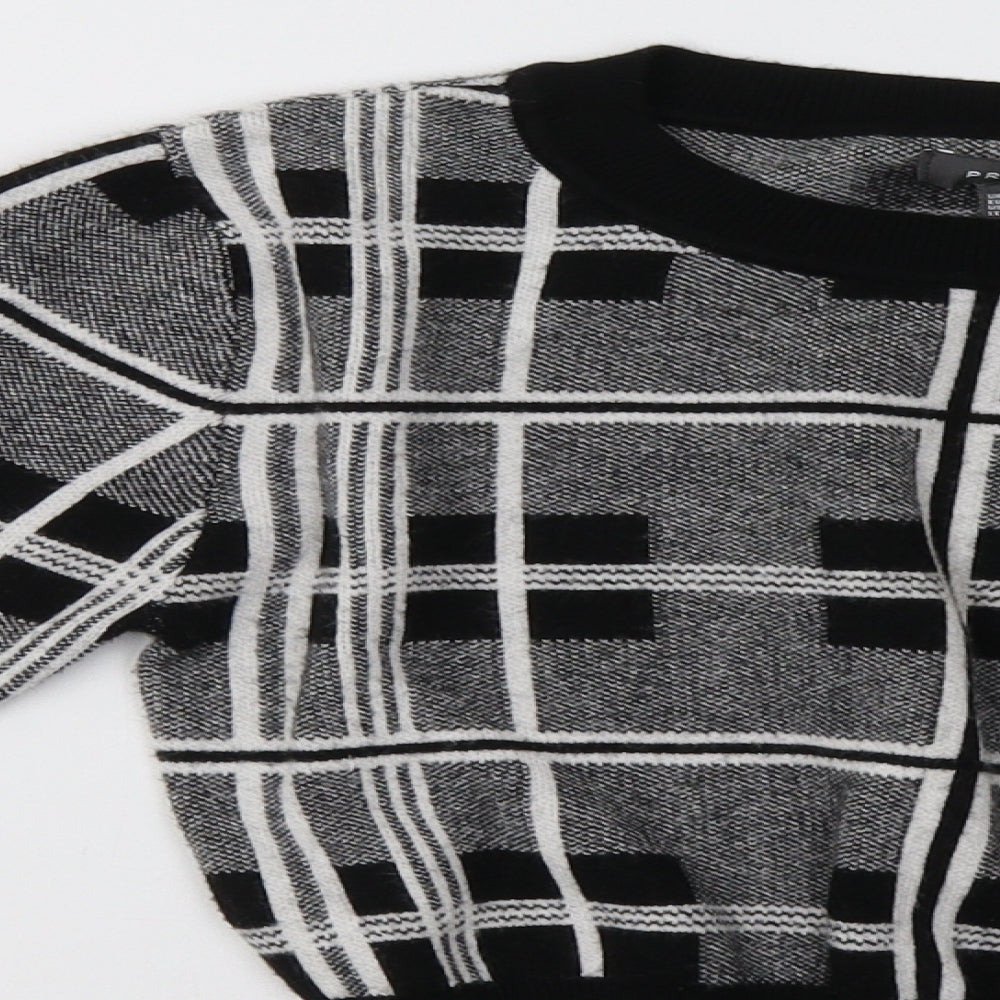 Primark Womens Grey Check  Pullover Sweatshirt Size 8  - cropped