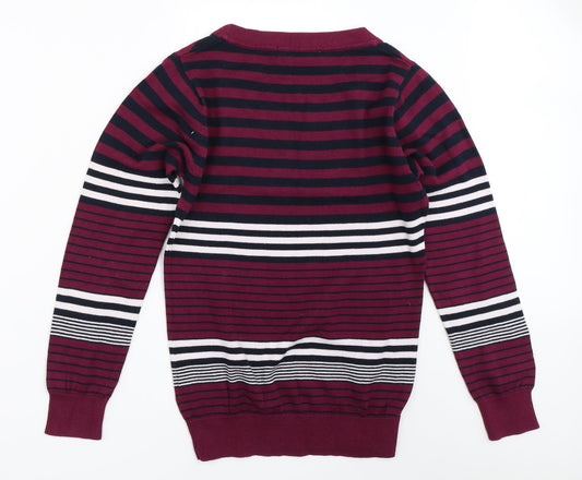 EWM Womens Purple Striped  Pullover Jumper Size S