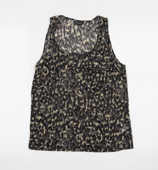 Topshop Womens Brown Animal Print  Basic Tank Size 8